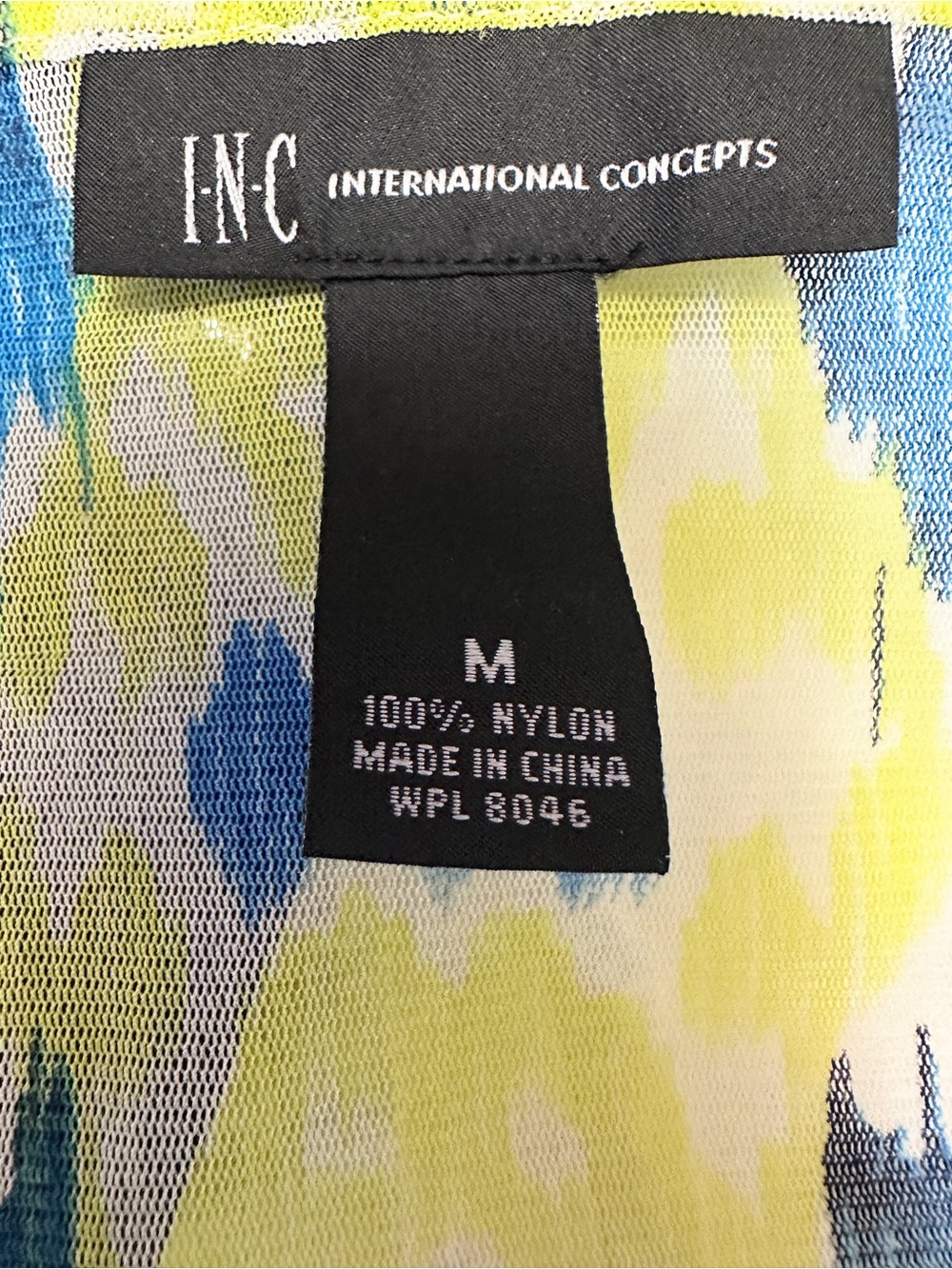 INC International Concepts Lime & Blue Printed Sequined V-Neck Caftan - Picture 5 of 7